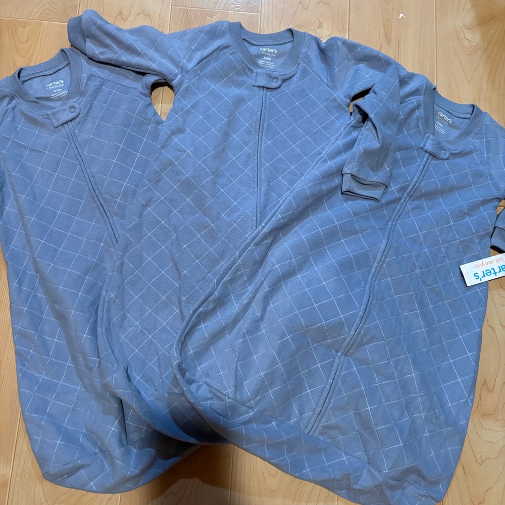 Carter's Just One You 3-6M Blue Quilted Fleece Sleep Bag Wearable Blanket 3 Pack